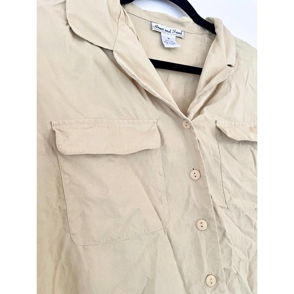 Anna and Frank Button Up Shirt, Womens, Silk, Yellow Cream - Picture 3 of 8